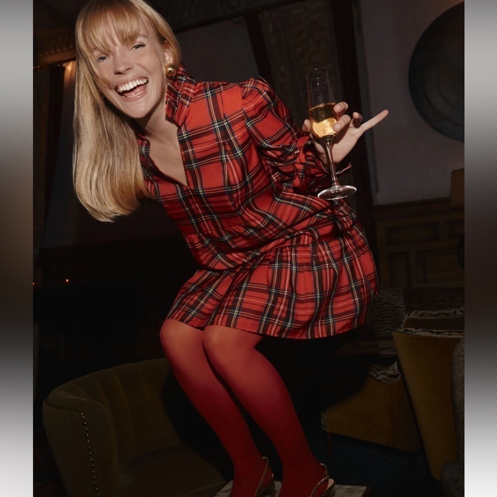 Tuckernuck royal tartan Palmerston dress size XS in excellent like-new condition